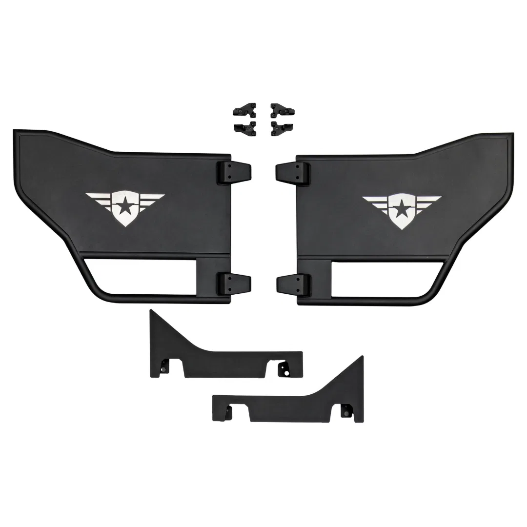 45-1049 – COMBAT OFFRD Door, Tubular Lower Half Powder Coated Black Steel Set Of 2 With Beauty Panels